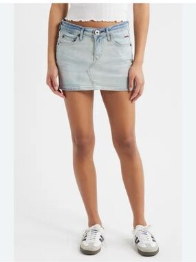 Roxy Light Wash Denim Mini Skirt - Casual Distressed Style SZ 11